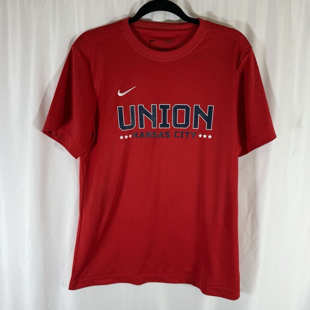 Union Kansas City Nike Shirt Unisex Large Red Graphic Print 14 Short Sleeve Socc